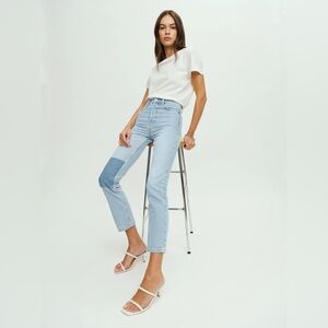Reformation Cynthia Patch High Rise Straight Jeans